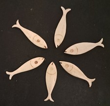 Antique Bone Fish x 6 -