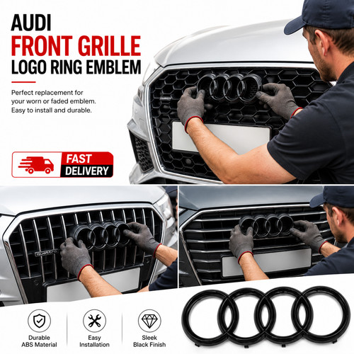 Audi silver black ring - silver,