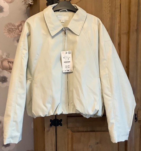 Zara cream faux leather bomber