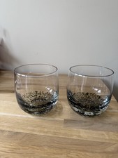 2 x Denby Jet Glass Tumbler Drinks Glasses Smoky Brandy Whisky Water