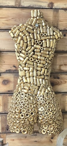 Female metal art torso - metal,
