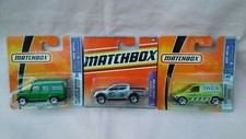 MATCHBOX SET OF 3x OLD MODELS,A RARE METALLIC GREEN LANDROVER,VW CADDY,L200,MIB.