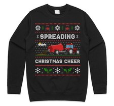 Spreading Christmas Cheer RED Farming Jumper Sweatshirt Funny Farmer Tractor Dad