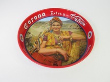 Corona Beer Metal Tray - Home Bar Pub Mancave Red Blue Mexico
