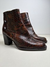 Lotus Women’s Snakeskin Ankle Boots Uk 4 Conker Brown Faux Skin Zip Up