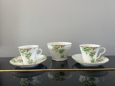 2 Antique Taylor & Kent Longton 1910s 20s bone china cups saucers sugar bowl