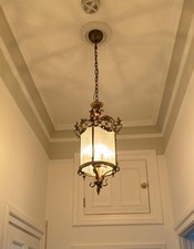 Brass Hall Ceiling Lantern Antique Style with Ornate Detail H73cm W38cm