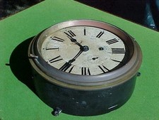 ANTIQUE AMERICAN SETH THOMAS STEEL & BRASS SHIPS MARINE BULKHEAD CLOCK