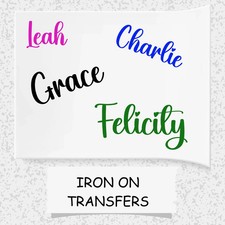 Personalised Iron On Names Script Font Custom Heat Transfer Vinyl