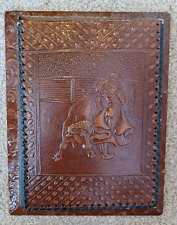 Vintage  Leather stationery writing case with Bullfighter matador design