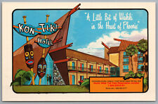 Phoenix Arizona Kon Tiki Hotel Defunct Tiki Mask Artwork c1979 Ad Postcard