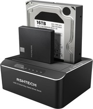 Dual Bay Hard Drive Docking Station USB 3.0 SATA HDD SSD Clone 2x16TB Support