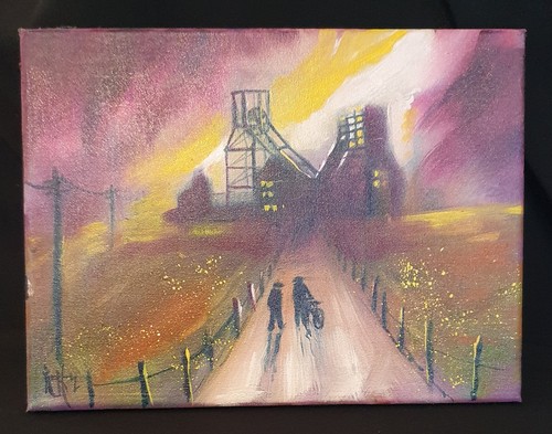 Original colliery oil painting - original,