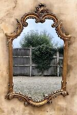 French Large Rococo Baroque Antique Gold Finish Mirror - 135cm By 85cm