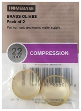 2x 22mm COMPRESSION OLIVES Hot Cold Mains Water Supply BRASS