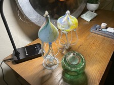 CELLO Handmade Glass Oil Burner Lamp Green and 2 other glass ones pictured 