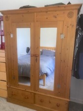 Solid pine wood double mirror  Wardrobe 1.5m long