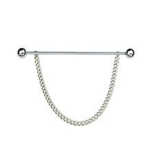 Mens Neck Shirt Tie Pin Bar Silver Gold Collar Clip Clasp detachable Chain