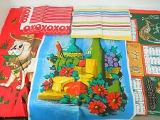 5 Vintage Retro Tea Towels OXO + Wine + Dog + Stripes + Kitchen + Aboriginal