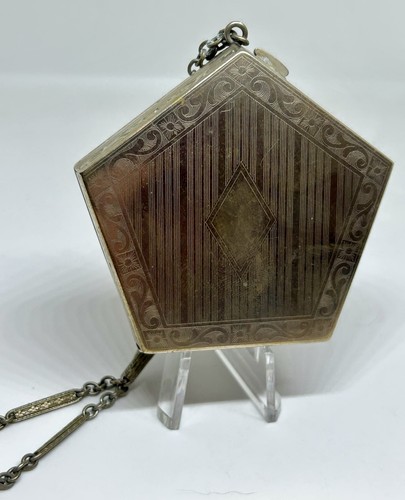 Vintage silver tone pentagon - silver,