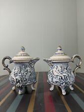 2 x Vintage Porcelain Teapots, R. Capodimonte Blue & Gold Teapots
