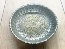 ANTIQUE VICTORIAN BRASS BIRD PATTERN FLAN / JELLY MOLD DISH BOWL