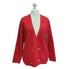Vintage Wool Cardigan Red Saint James Double Breasted  Uk XL 16 Women's