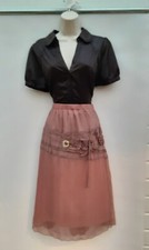 ALINE SKIRT,GYPSY,HIPPIE,BOHO,FOLK,PINK,60'S,70S,80'S VINTAGE STYLE,SIZE 12 APP