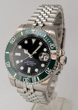 Men's Custom Luxury Black Green 'Kermit' Divers Watch. Seiko TMI NH35 Auto Movt