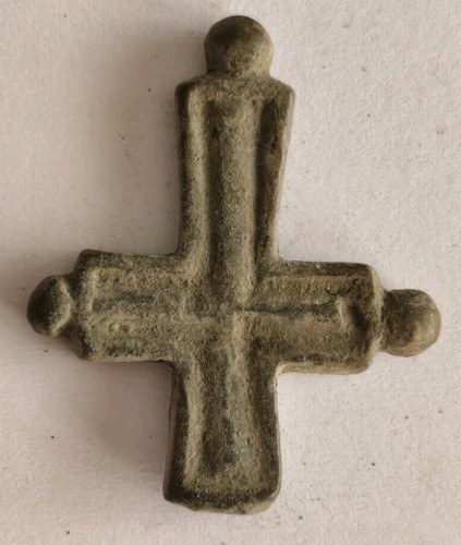 Ancient byzantine bronze cross - byzantine,