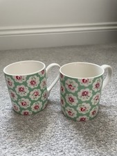 Cath Kidston by Churchill Provence rose Fine China Mug Pair Green