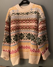 BNWOT Zara Women's Fair isle Colourfully Cosy Knit Jumper Sweater Size M/L