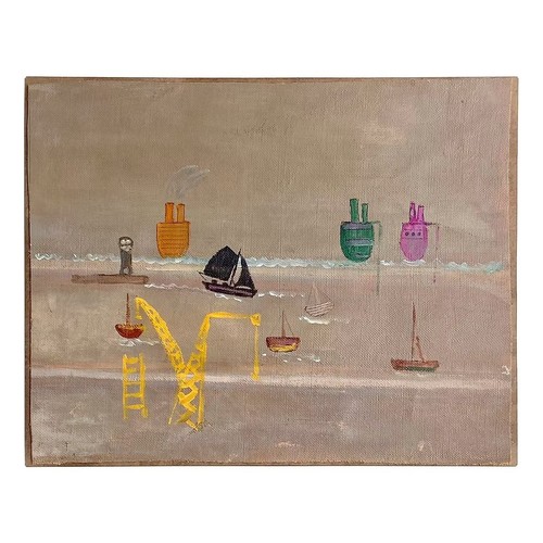 Vintage naive cornish seascape - vintage,