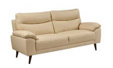 SOFAINSTORE Elliston Cream Genuine Leather 3 Seater Sofa – High Back, Deep Seat