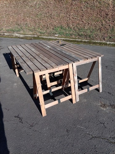 Vintage wooden trestle - trestle, tables