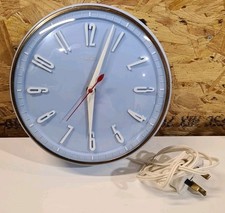 Vintage 23cm Metamec Wall Clock Blue Retro Mid Century 1970s Kitchen Clock