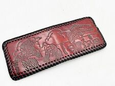 VINTAGE LEATHER WALLET QUIRKY DESIGN FISH AND BIRDS WATER SCENE