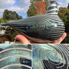 Vintage Oiva TOIKKA IRIDESCENT Pulled Feather Glass Bird FINLAND Signed