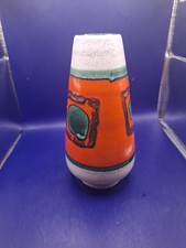 Dumler & Breiden Mid 20th Century German Pottery Vase In Teal And Orange