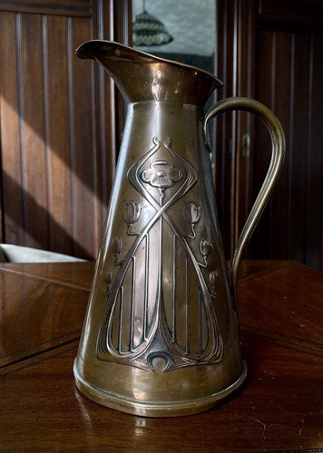 Antique art nouveau copper jug - antique,