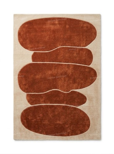 Terracotta beige wool area rug - terracotta,