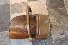 ** VINTAGE COPPER AND BRASS HELMET COAL SCUTTLE **