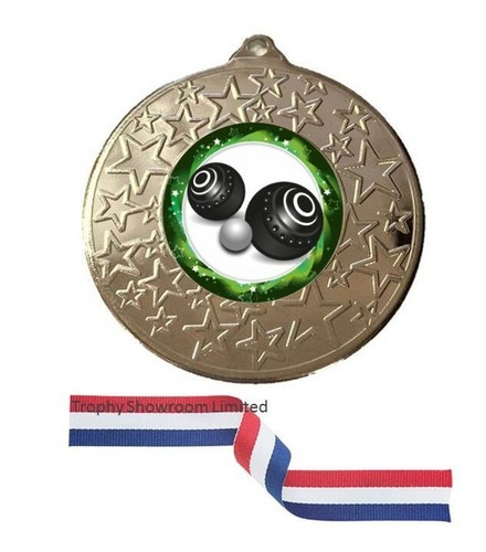 Lawn bowls metal medal - lawn, &