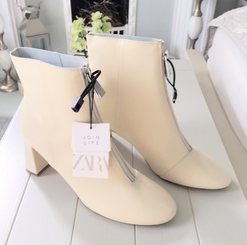 Zara leather ecru mid heel - leather,