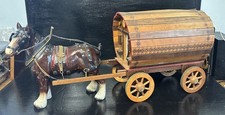 Spectacular Vintage Large Shire Horse & Gypsy Caravan 2 Feet Long X 13” High