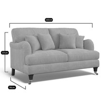 Slate grey Beatrix 2-seater sofa brass castors wooden feet elegant and cozy! 