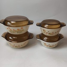 Vintage Pyrex Marks & Spencer Casserole Dish x4 with Lids - Harvest Pattern