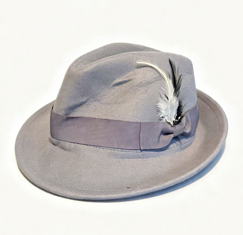 Men grey felt fedora hat - felt,