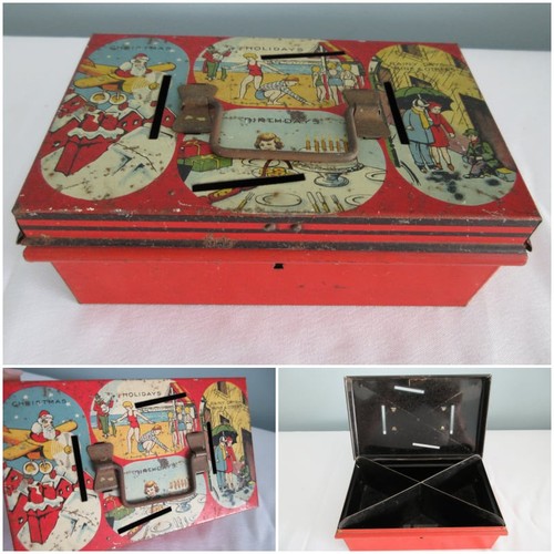 Vintage money box tin - box,