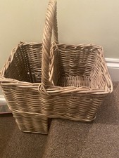 Vintage Woven Wicker Storage Stair Step Basket Very Sturdy Great Condition